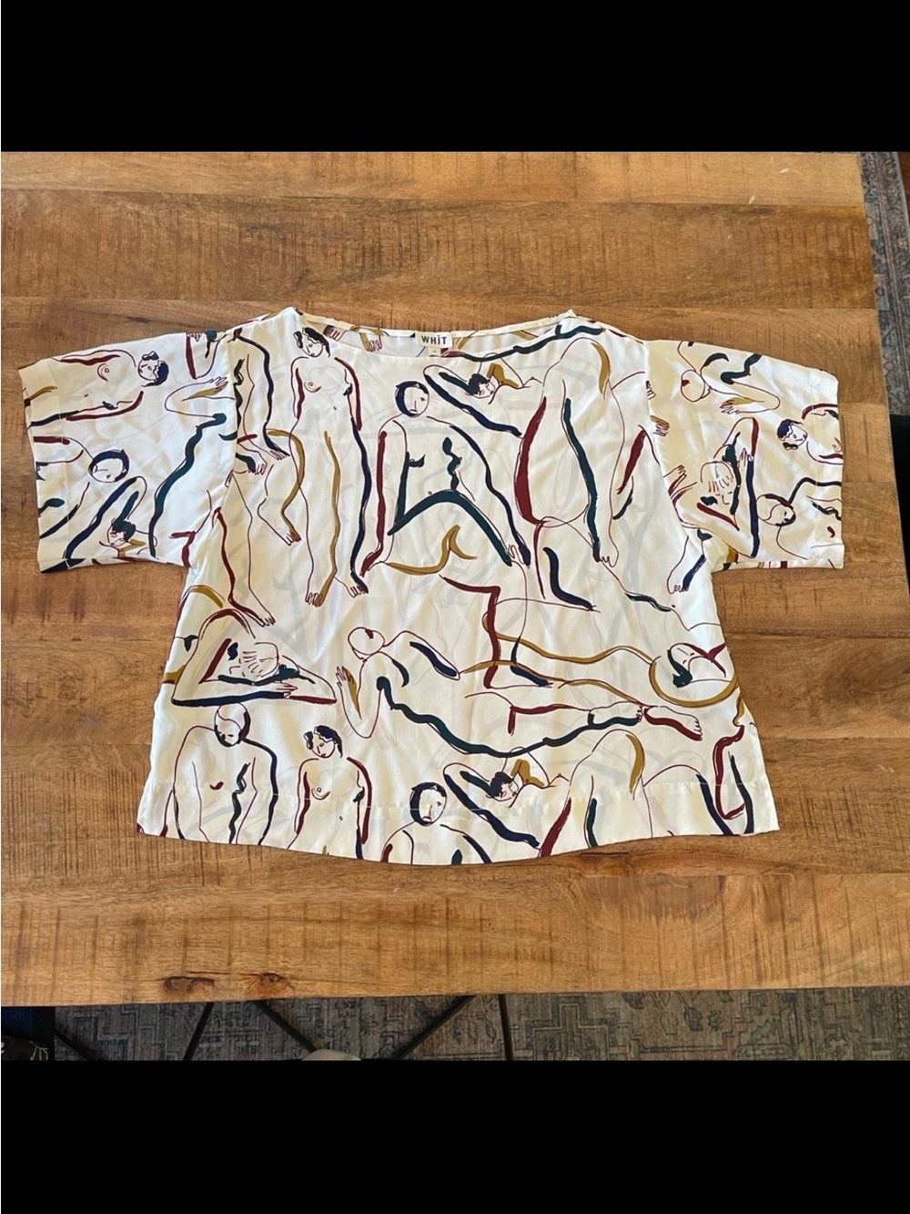 WHiT Silk ADA Tee Medium Abstract Art Boxy Minimalist Art to Wear - Picture 2 of 7
